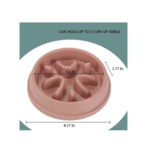 Dog Bowl Slow Feeder for Wet or Dry Dog Food, Go Slow Anti-Gulping Dog Dish, NEW - Picture 4 of 8